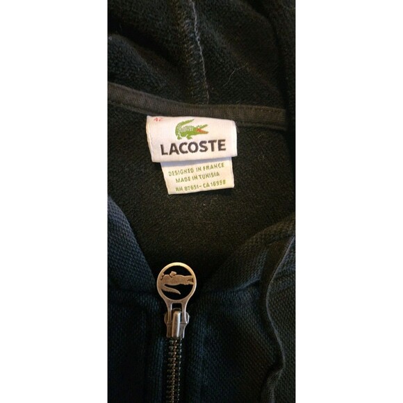 Lacoste Black Hoodie with 3/4 Sleeves  Zip Up Sz 42 Sz L - Picture 5 of 8